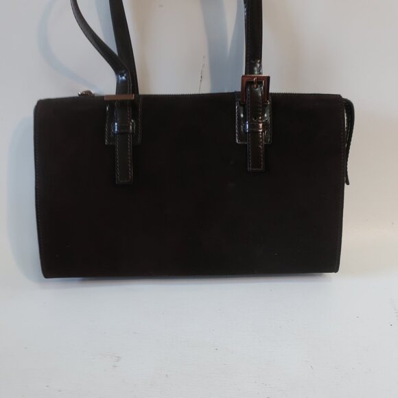 Authentic Fendi Dark Brown Suede Leather Borsa Manici Satchel Shoulder Handbag - Picture 11 of 16